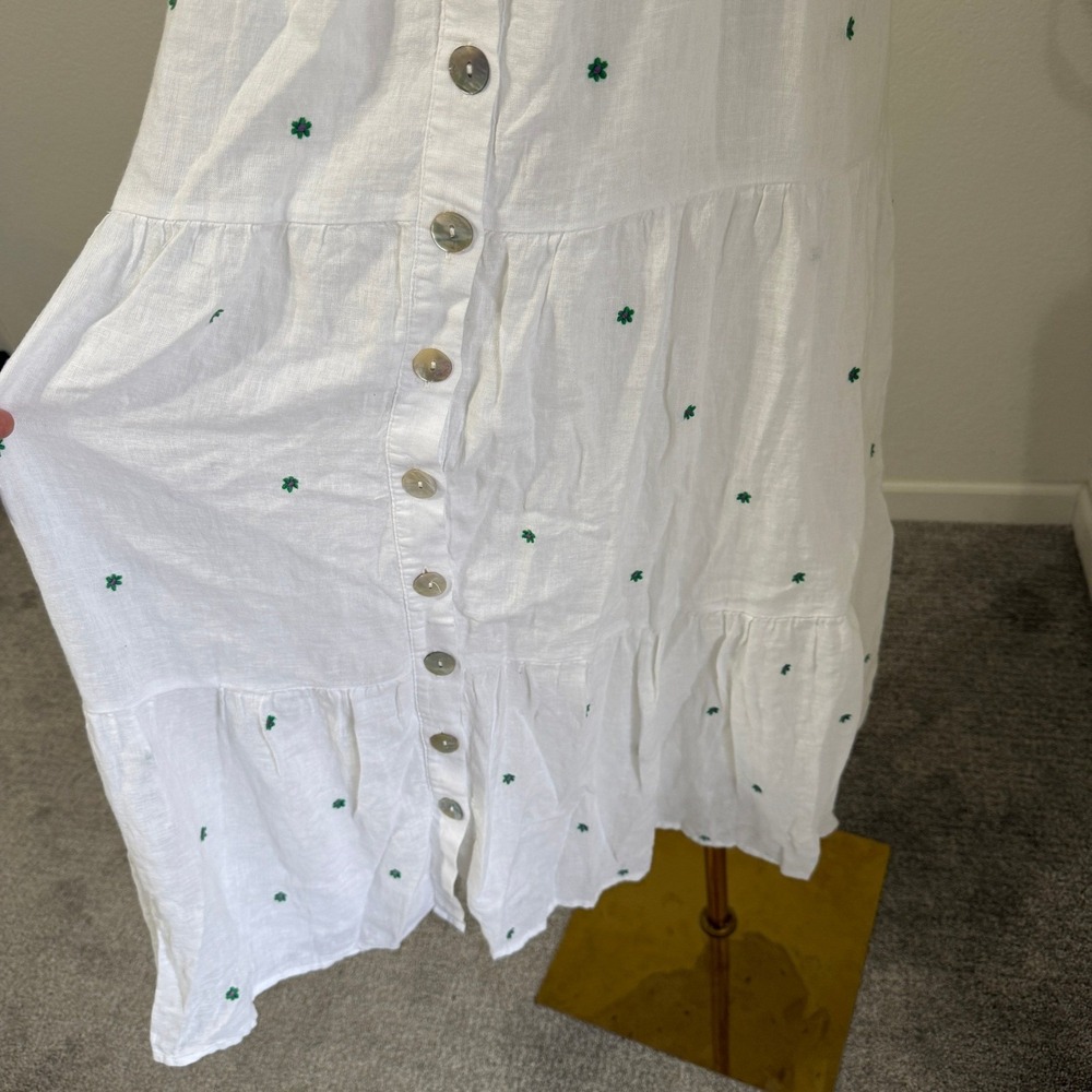 Rails $244 Violet Green Daisy Embroidery White Linen Blend Maxi Dress Medium - Picture 6 of 12